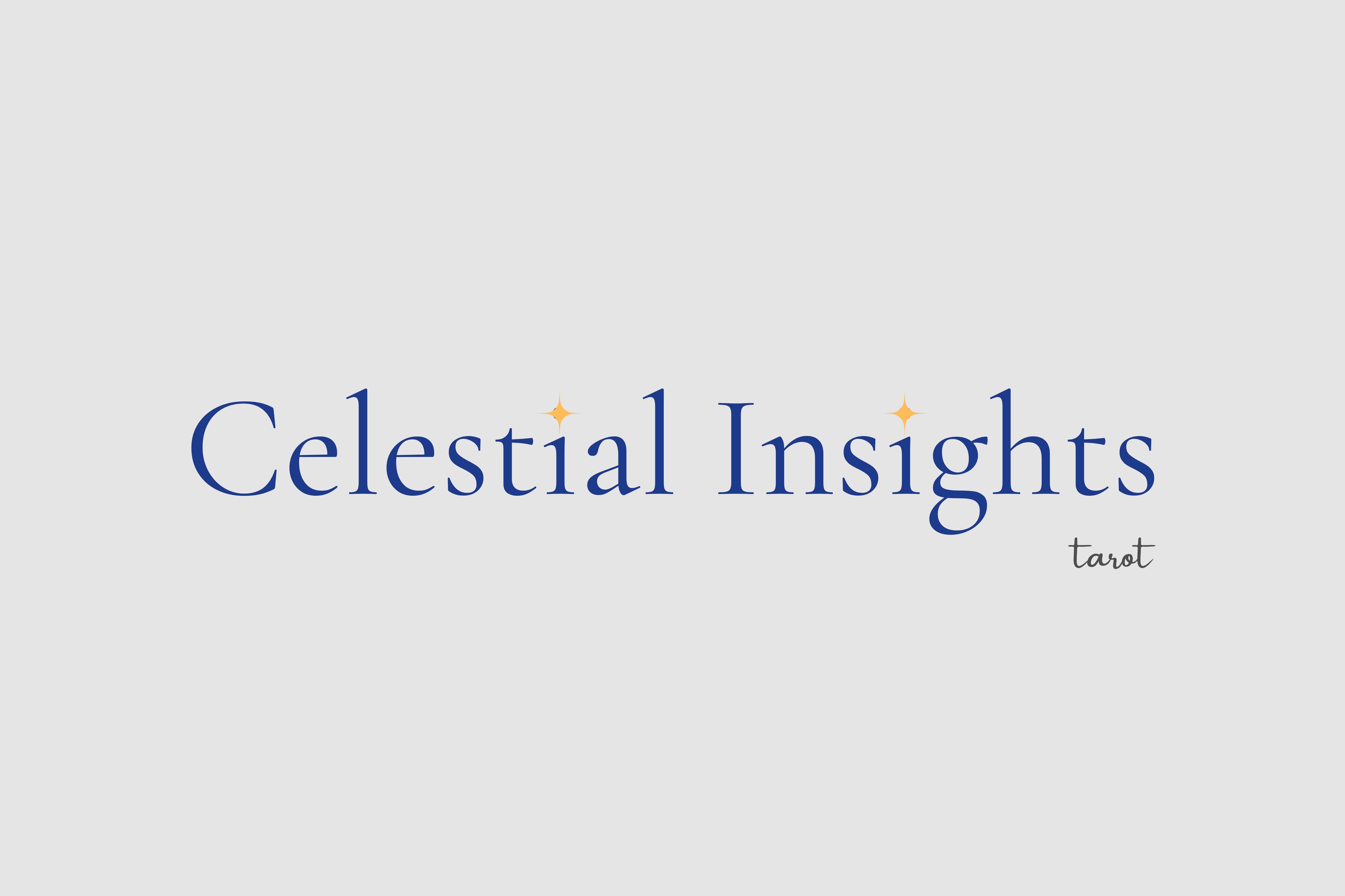 The Celestial Insights logo is the word itself in golden yellow upon a dark background.